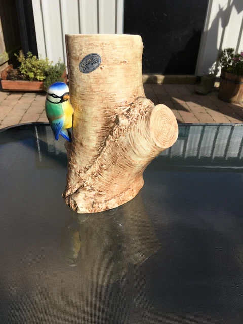 Stunning SylvaC Vase - Tree Truck with Blue Tit No 688