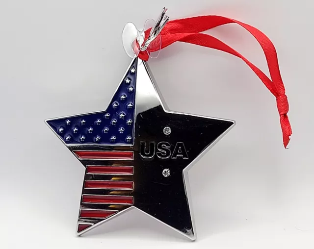 PATRIOTIC USA CHRISTMAS Star Ornament with Crystals Regent Square