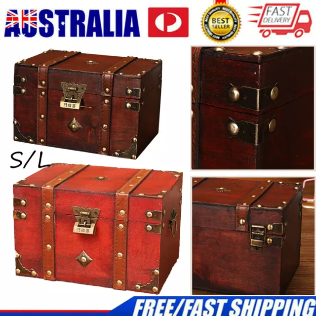 Storage Trunk with Lock Composite Board Bedroom Living Room Treasure Chest