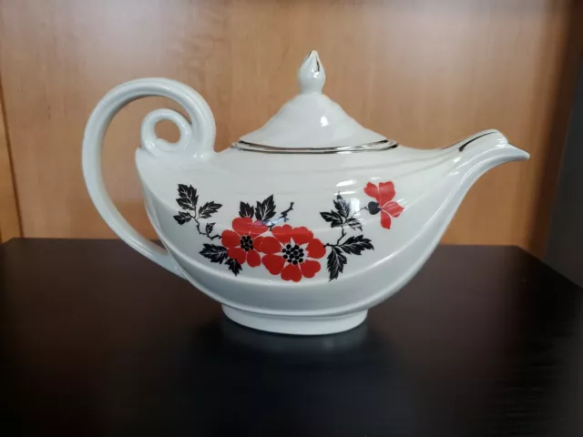 Vintage Unsigned Hall Aladdin Teapot Red Poppy