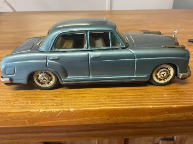 1950’s-60’s Bandai Mercedes Benz 2/9 Japan Litho Tin Friction Car Blue 8”