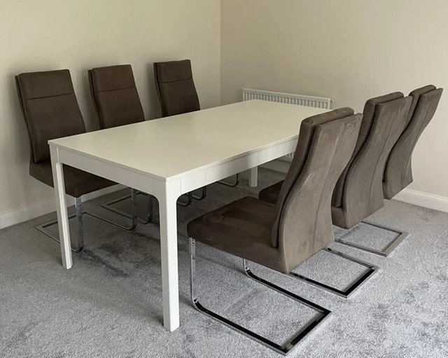 IKEA WHITE EKEDALEN 6 8 seat Dining Table With 6 DONATELLA Chairs