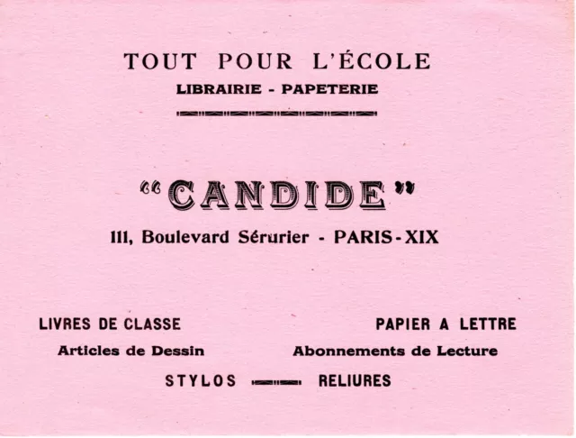 BUVARD VINTAGE - CANDIDE Livres de classe, papier à lettre