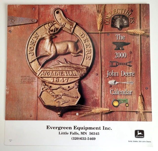 VINTAGE JOHN DEERE Tractor Calendar Collectibles Edition 2000 Evergreen