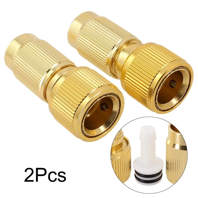 2 Raccordi Rapidi Per Tubo Da Giardino In Ottone Massiccio 3/4" | Connettori Universali Antigoccia Con Guarnizioni Di Ricambio, Facili Da Agganciare