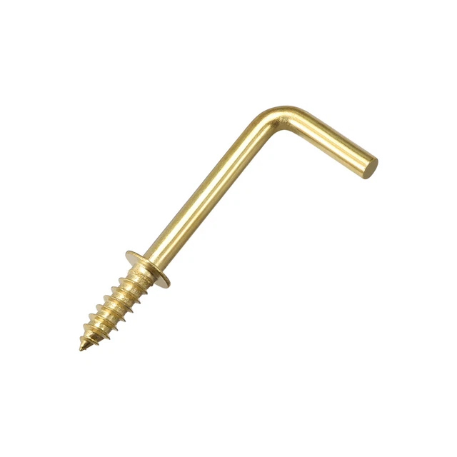 1.3" Screw Eye Hooks Self Tapping Screw-in Hanger Hooks with Plate Golden 50pcs