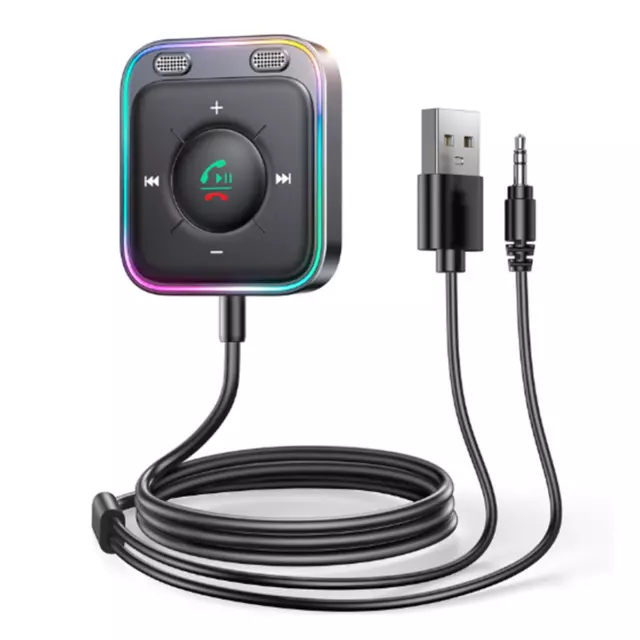 Bluetooth 5.3 Car Wireless Receiver Adapter Stereo Audio 3.5mm AUX Hands-Free
