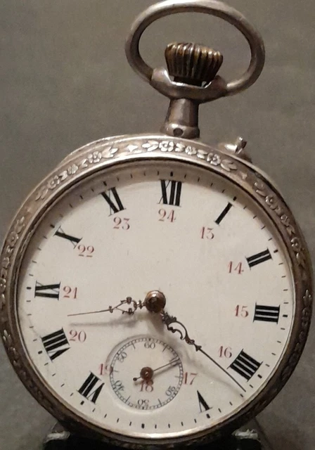 Montre De Poche Ancienne - Argent Massif - Style Art Nouveau - Occasion - Sans Marque