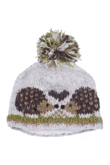 Kids Holly Hedgehog  Bobble Hat, Hand Knitted