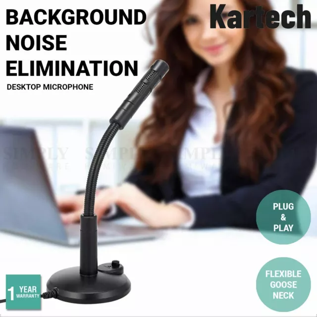 Kartech Desktop Microphone USB 3.5mm Mini Laptop Mic Plug Play Computer PC MAC