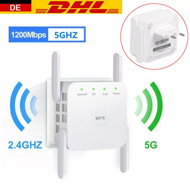 WLAN Repeater Router Range Wifi Verstärker Signal Access Point Booster 1200Mbps