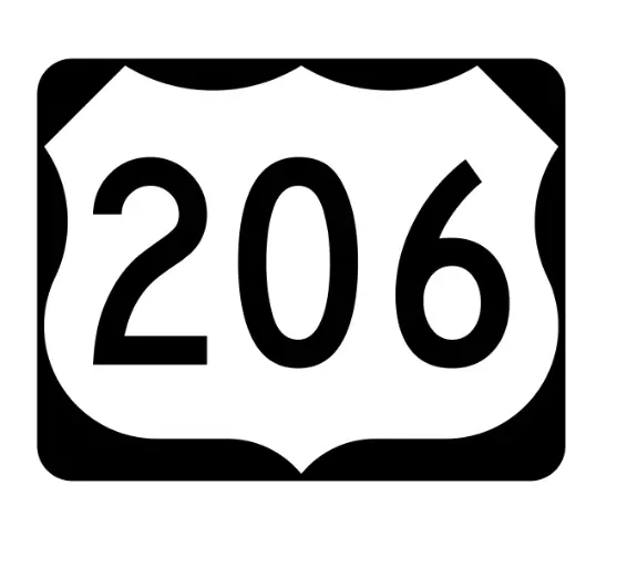 7" us route 206 highway bumper sticker decal usa made