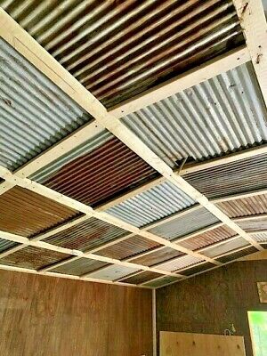 40 sq ft DROP CEILING TILES RECLAIMED CORRUGATED BARN ROOFING 2