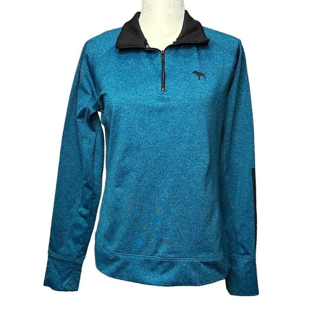 PINK by Victoria's Secret Blue & Black Half Zip Athletic Pullover