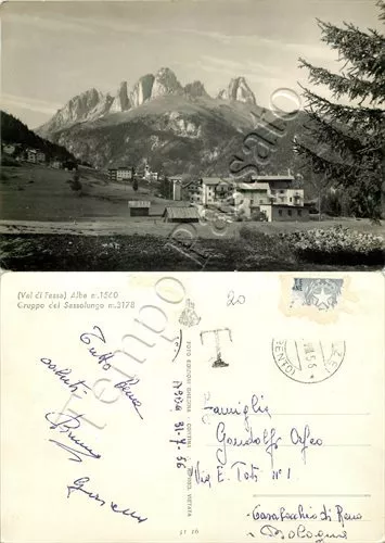 Cartolina di Alba, gruppo del Sassolungo - Cuneo, 1956