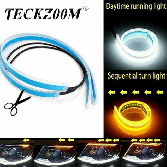 thumbnail image 2 of 2X LED Switchback DRL Strips - White Daytime Running + Yellow Sequential Turn Signal - IP67 2 of 5