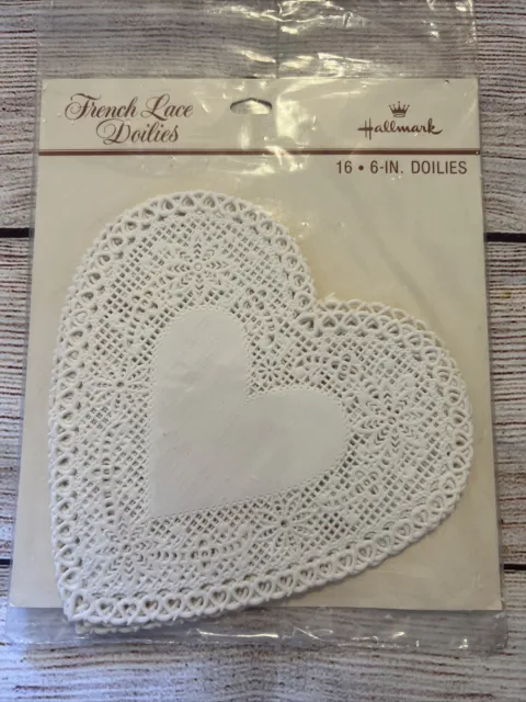 Hallmark Pack 16 Paper Heart Doilies French Lace White Hearts Valentine VTG 6”
