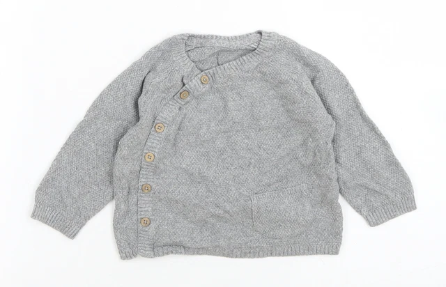 Maglione pullover grigio cotone Geoerge per bambina taglia 3-6 mesi con bottone