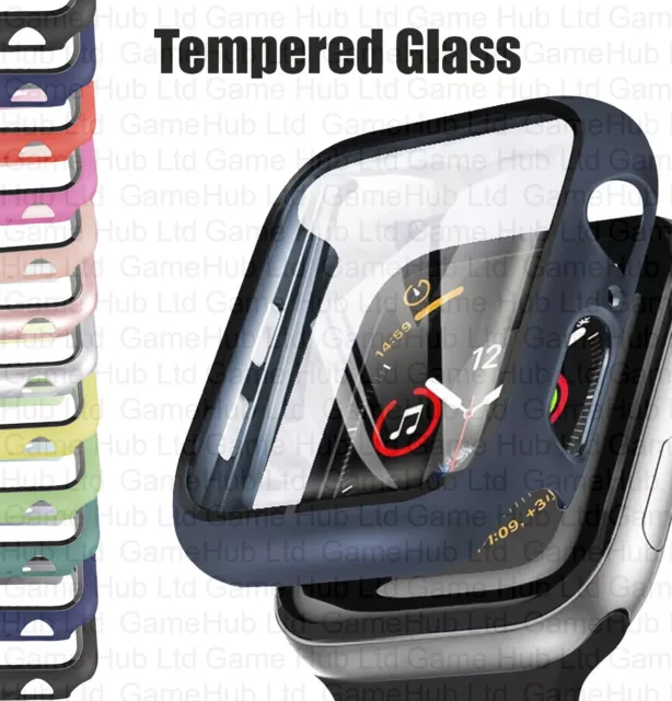 For Apple Watch 2in1: Case & Tempered Glass Screen Protector Series 9 8 7 6 5 SE