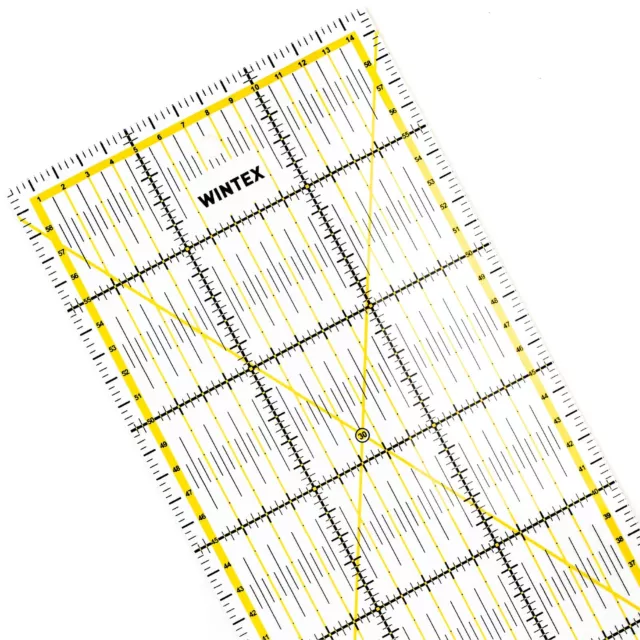 WINTEX Patchwork Lineal – Schneidelineal 15x60 cm, mit cm-Raster und Winkelanzei