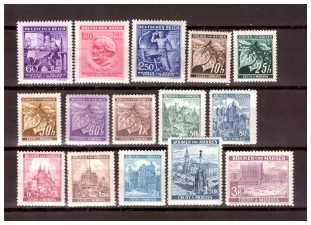 Böhmen und Mähren Sammlung 130.Geburtstag von Wagner Mi.128-130 u.a.  Falz
