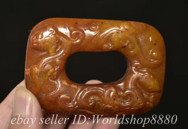 2.8" Old Chinese Jade Carved Fengshui Pi Xiu Beast Yu bi Pendant