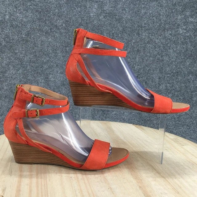 Franco Sarto Sandals Womens 10 M Danissa Back Zip Ankle Strappy Orange Leather