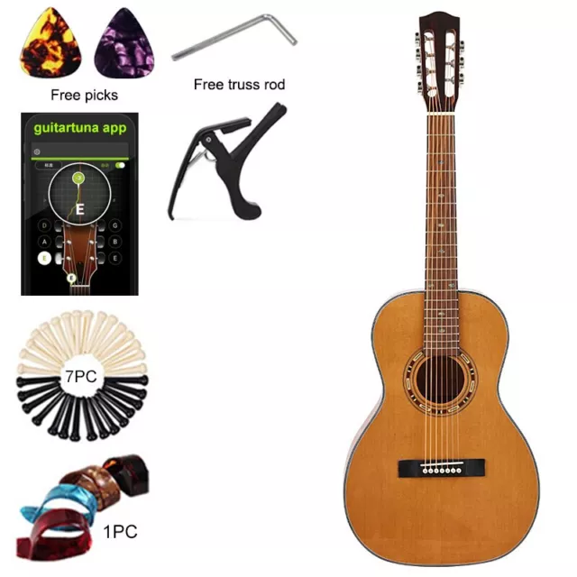 7 String Acoustic Guitar Sunburst Color 39 Inch High Gloss Folk Guitar 3