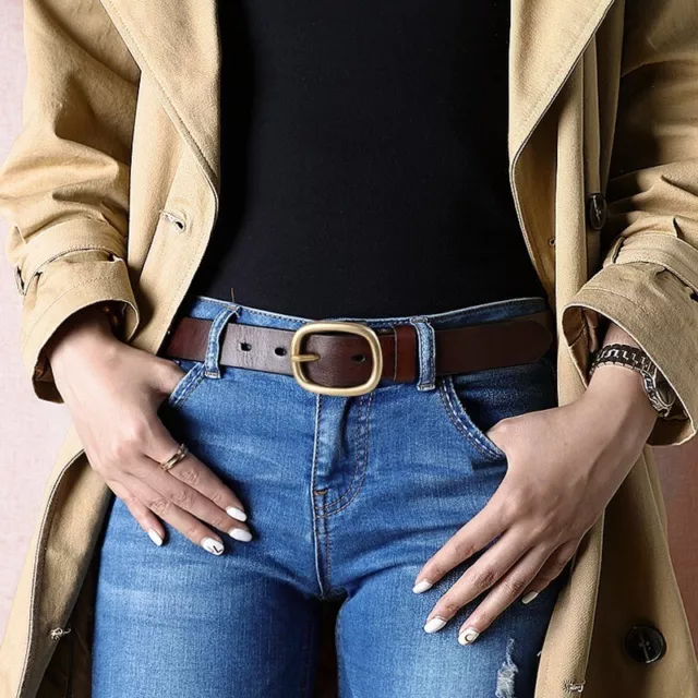 Ceinture pour femme en cuir avec boucle ardillon fantaisie doré style retro