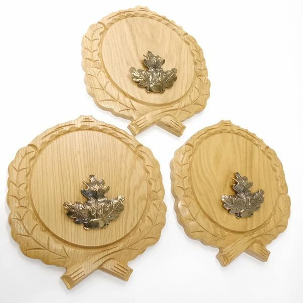 3 Pieza Keilerschilder Tallado Roble Claro Af 17,5 CM Con Hojas de Roble 2