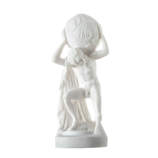 Superbe Cariatide Grecque En Albâtre Blanc – Statue Décorative 24 Cm