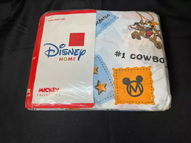 NEW Vintage Disney Home Mickey Mouse Cowboy Buckaroo Twin Flat Sheet BRAND NEW