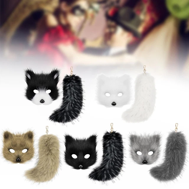 3-20 ensembles Kit de masques Therian masques de chat blanc vierges bricolage masques d'Halloween demi-masques d'animaux pour mascarade fête de cosplay  15