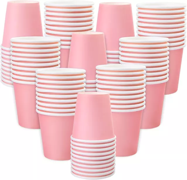 3 Oz Paper Cups 100 Pack Pink Bathroom 3 Mouthwash Small Rinse for Home Office