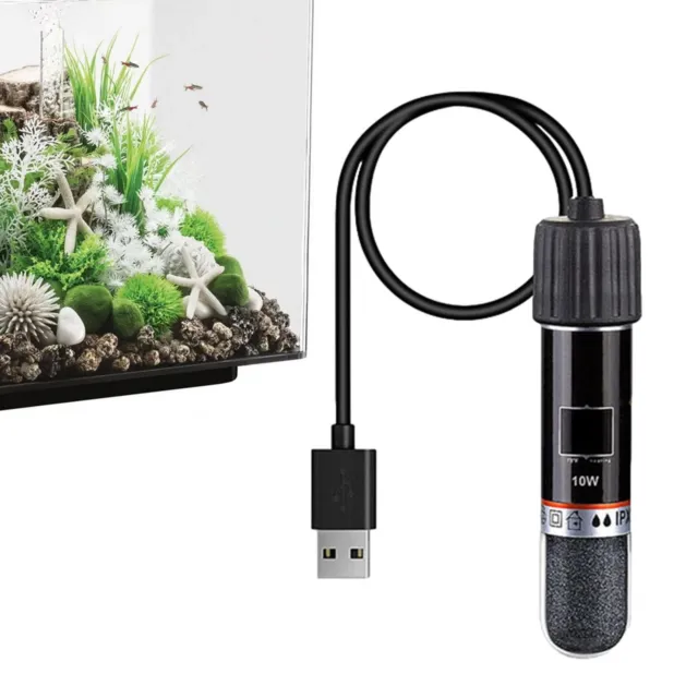 10W Mini Aquarium Fish Tank Heater USB Heating Rod Thermostat Heater Submersible