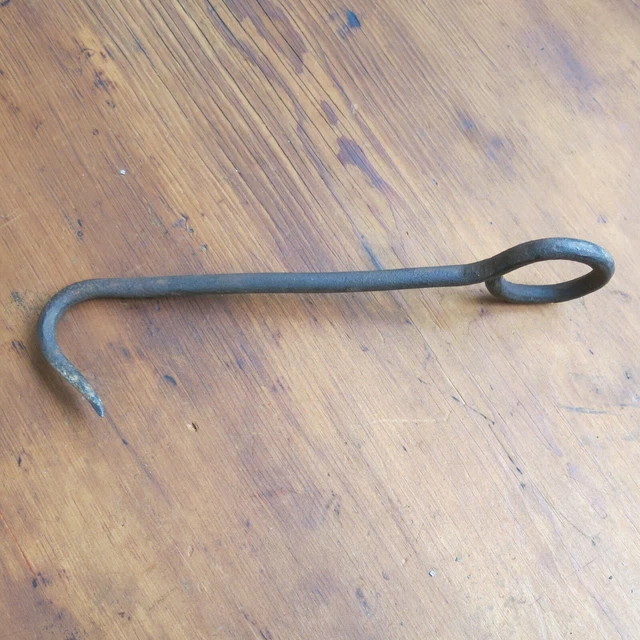Vintage Hook Blacksmith Forged Wrought Iron Large Hook hanger 3
