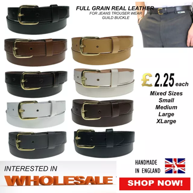 Wholesale Mixed Job Lot Of Real Leather Jeans Trouser Belts Handmade In England
