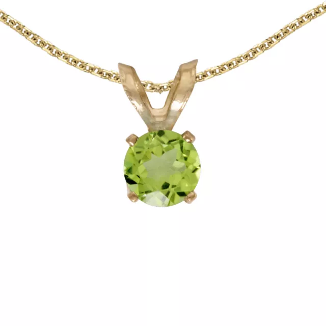 14k Yellow Gold Round Peridot Pendant with 18" Chain
