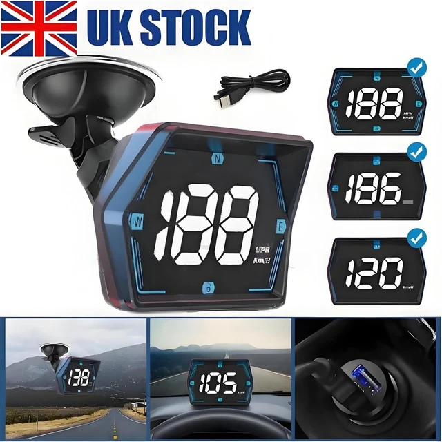 Universal GPS Speedometer HUD Display | Digital Car Speed Meter With Over Speed Alert | Works With Cars, Trucks & Boats