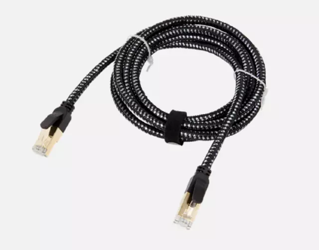 Câble Ethernet catégorie 8 CAT 8 RJ45 Cable blindé F/FTP Connecteur plaqué or 2M