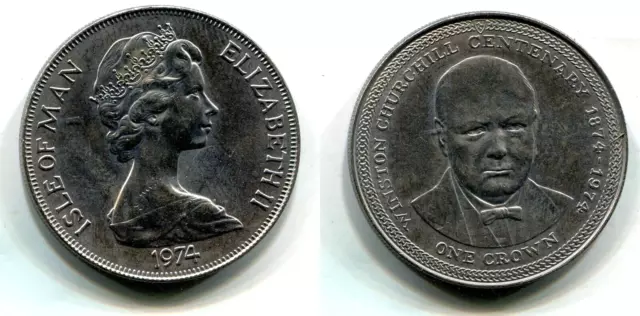 1 Crown Isle of Man 1974 Cu-Ni  "Winston Churchill"