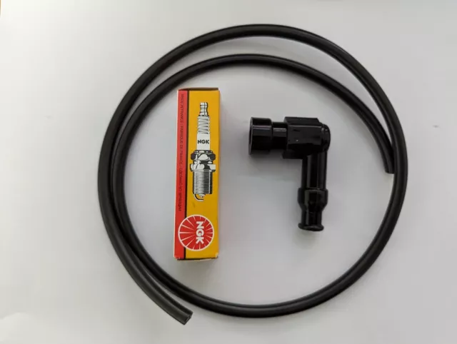 Ngk B7Hs Spark Plug Black Suppressor Cap + Ht Lead / Cable Vespa Px125 Px150