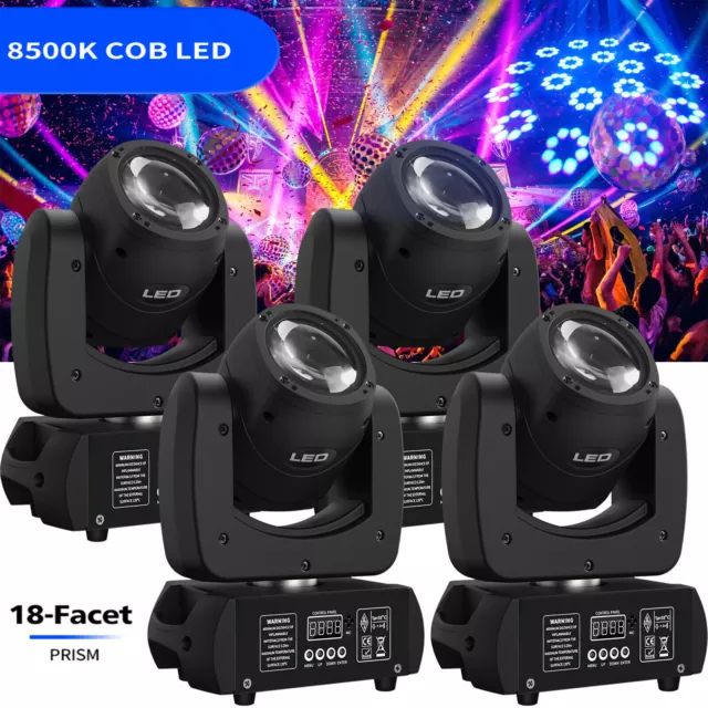 4X 150W 18Prism Moving Head LED Lights RGBW Gobo Beam Stage Spot Light Disco DMX