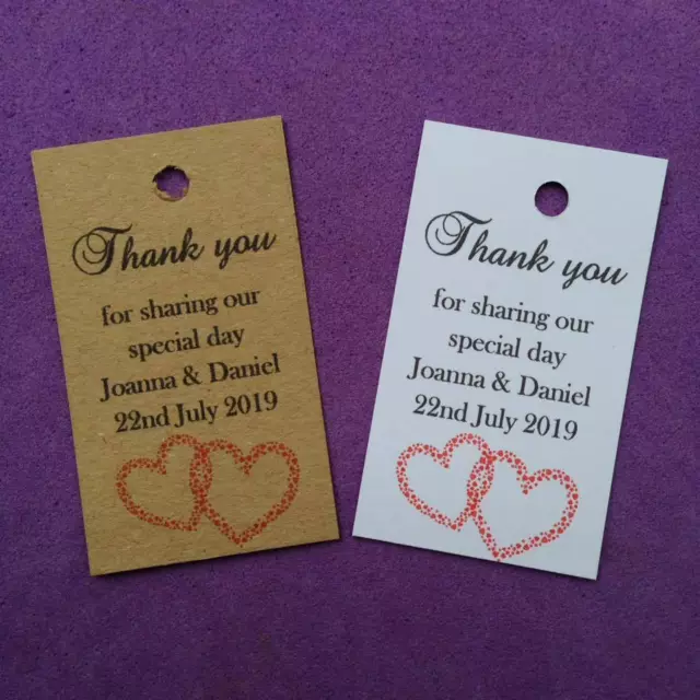 20 x Personalised Wedding Thank you Favour Tags, Christening, Hen, Gift Tags