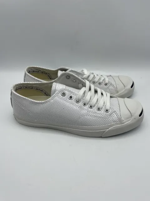 Converse Jack Purcell Low Cut Sneakers White Patent Leather Perforated Men’s 9