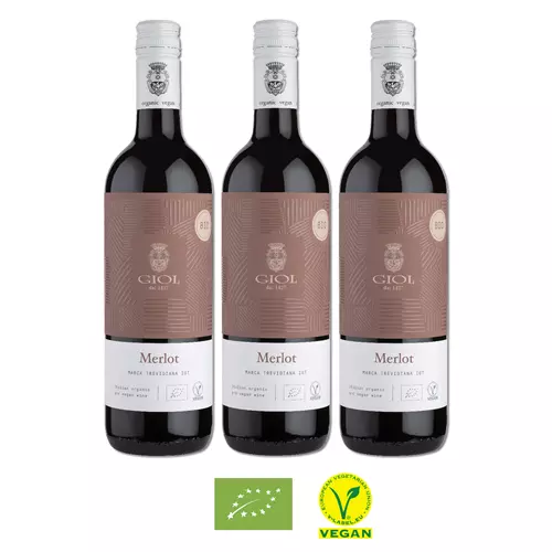 GIOL, Vino rosso Merlot IGT 2018, 3 bott da 0,75  Lt cad, vino biologico, vegano