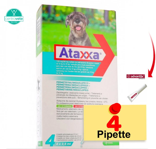 ATAXXA 4 Pipette per Cani da 10 a 25 Kg → Antiparassitario CANE = Advantix Bayer