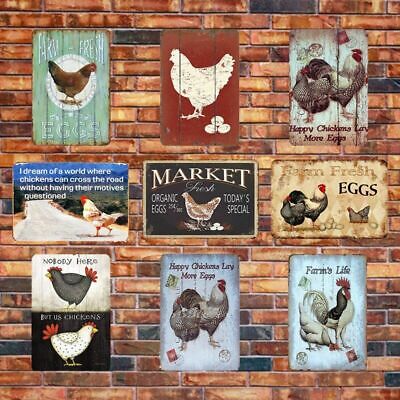 Farm Chicken Plaque Sign Vintage Metal Tin Signs Farmer Fresh Eggs Wall Poster