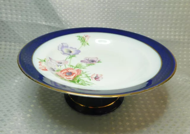 Limoges France Footed Cake Sweet Candy Plate Bowl Hand Painted (Repaired)