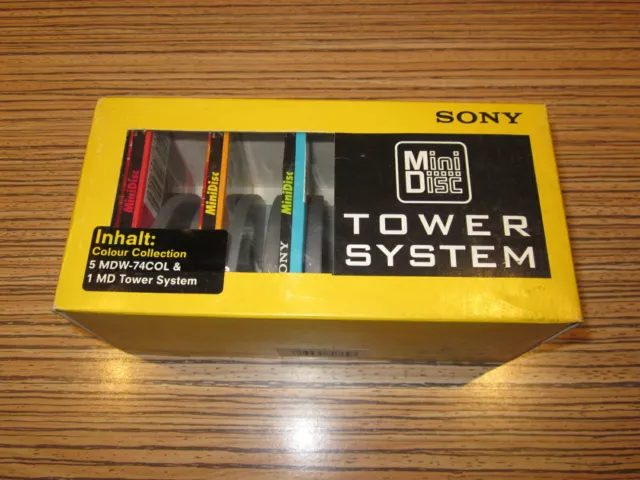 1 x Sony Minidisc Tower Turm Regal 10 Stück  > +  5 Neu MD 74 (OVP-B) Steckregal